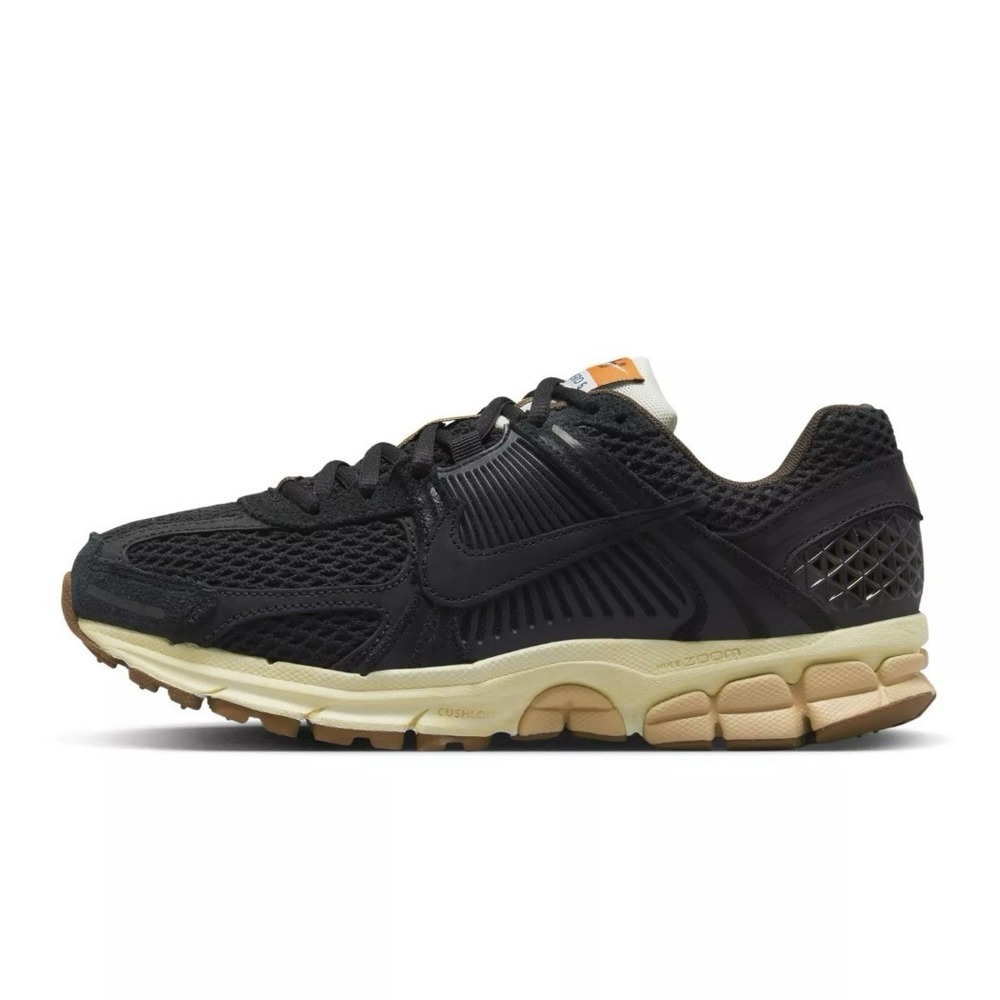 Nike Black Zoom Vomero Mesh Athletic Shoes with Cream and Brown Accents